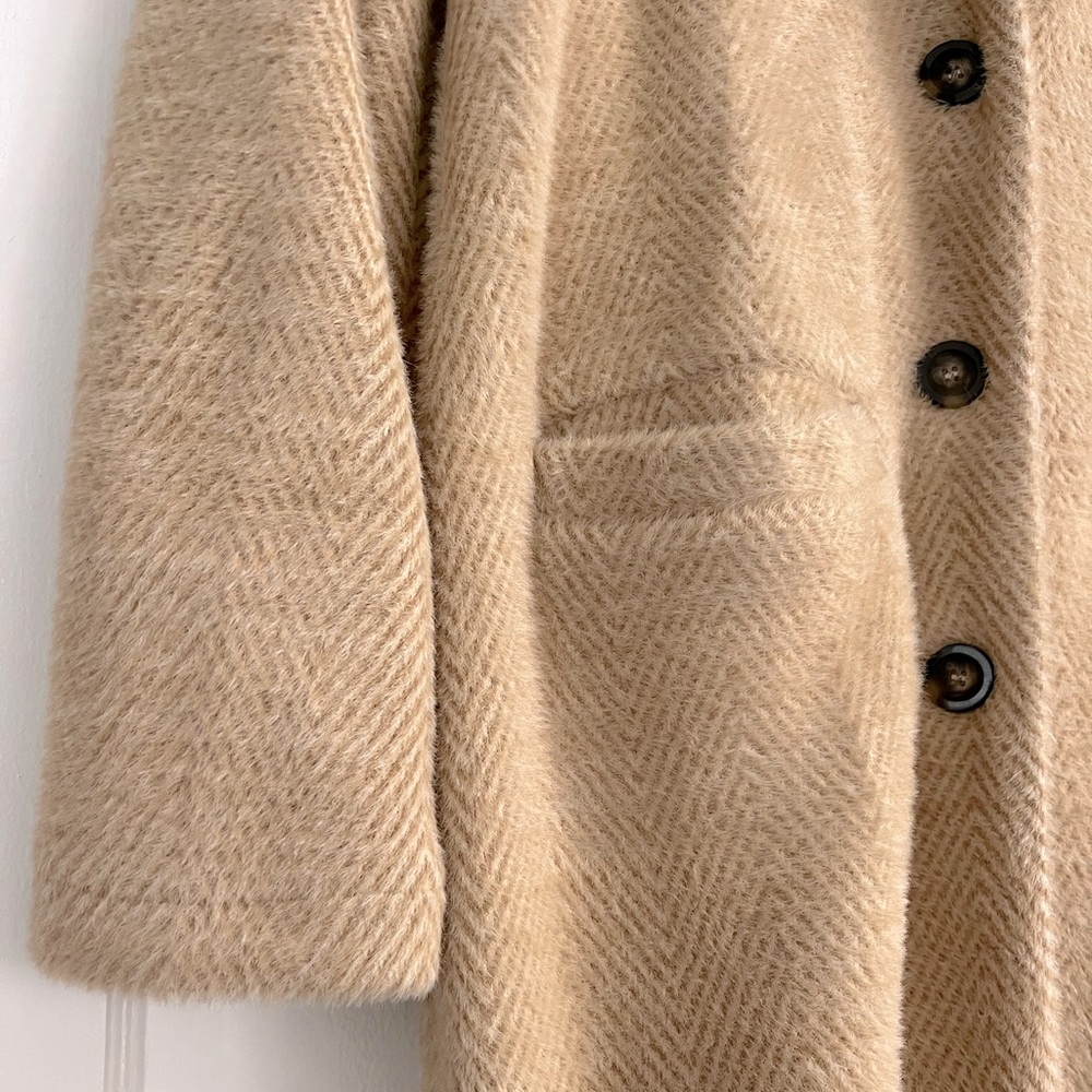 Sanctuary For Anthropologie Camel Herringbone Long Coat - Picture 4 of 13